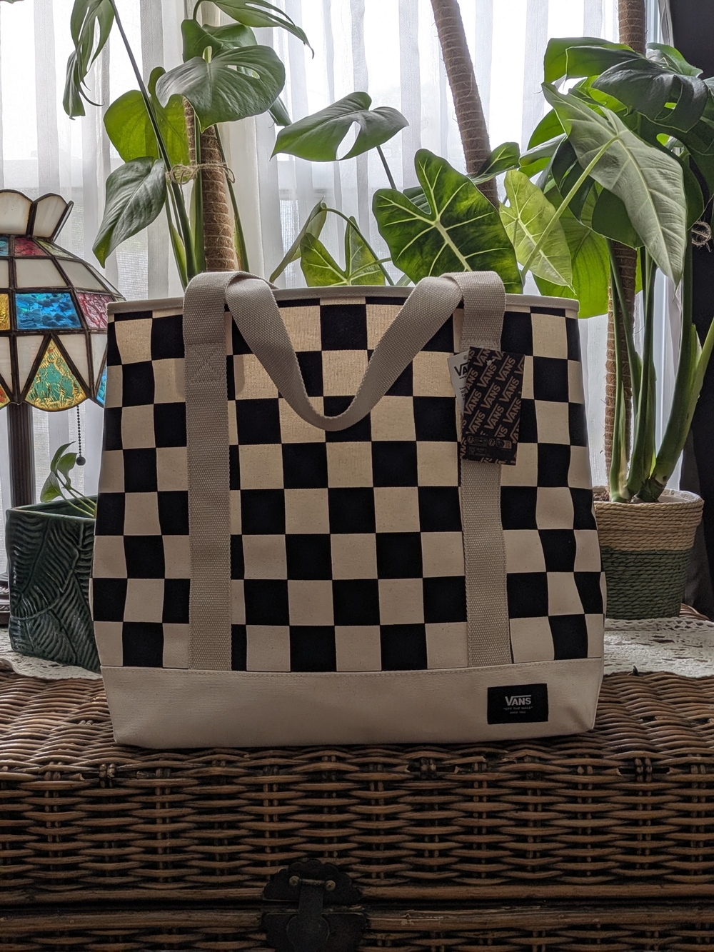 Vans Black and Cream Checkerboard Tote Bag - Picture 1 of 5